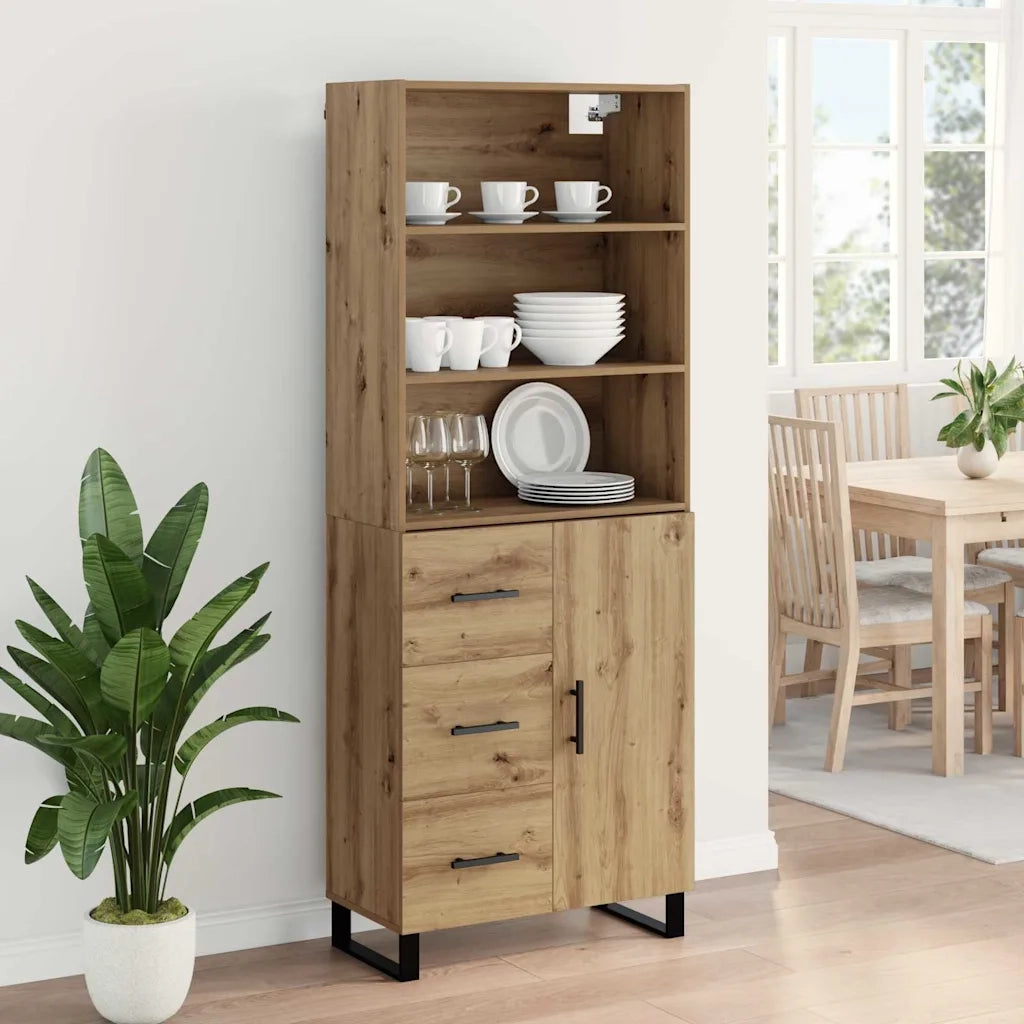 Credenza 2 pcs Rovere artigianale Legno multistrato