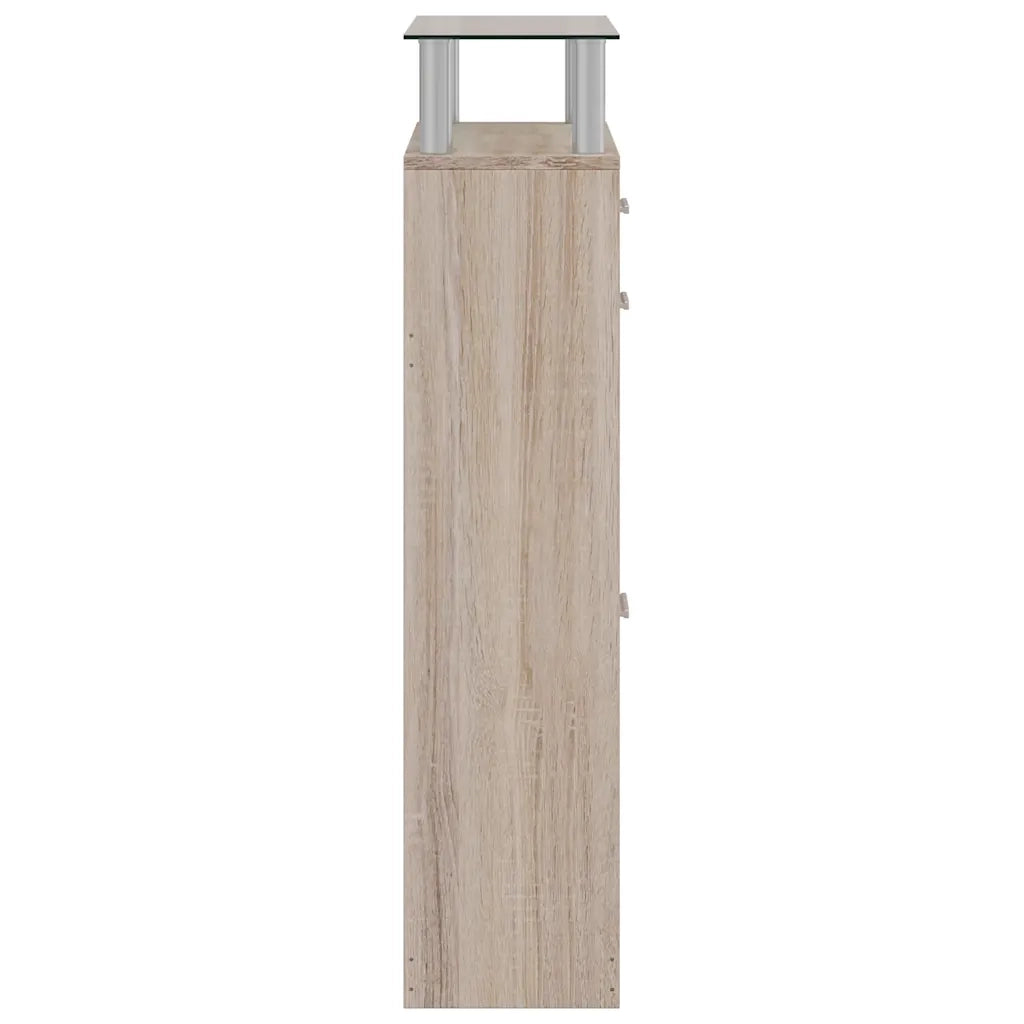 Scarpiera con 1 Cassetto e Mensola Vetro Sopra in Legno Rovere cod mxl 49944