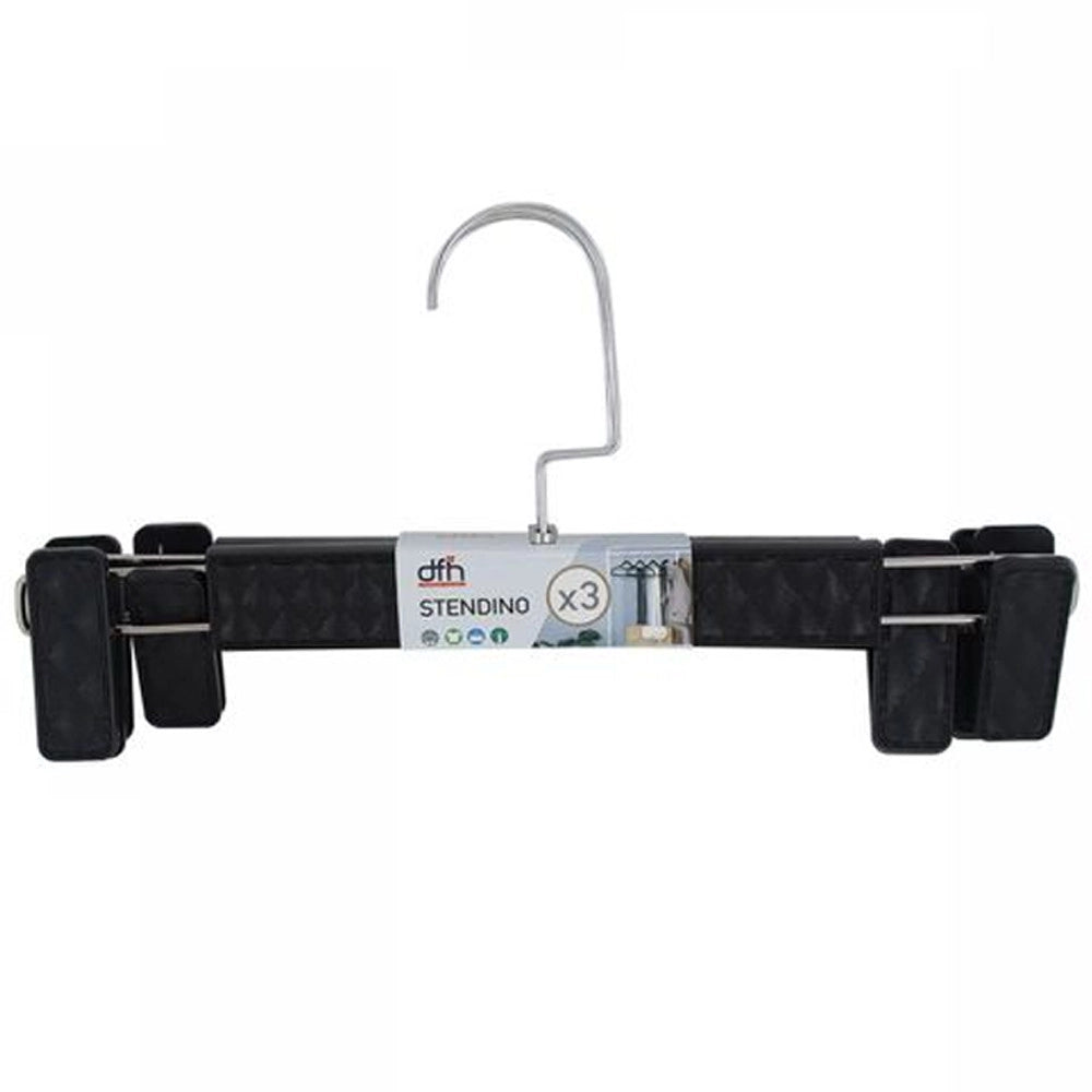 Trade Shop - Set 3 Grucce Pantaloni Plastica Nere Armadio Clip Antiscivolo Gonne Shorts Top -