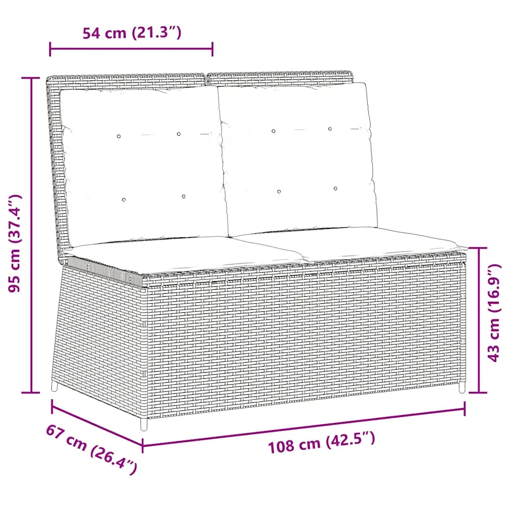 Panca Reclinabile Giardino con Cuscini-Sgabello-Sedia da esterno Grigio Chiaro Polyrattan 881604