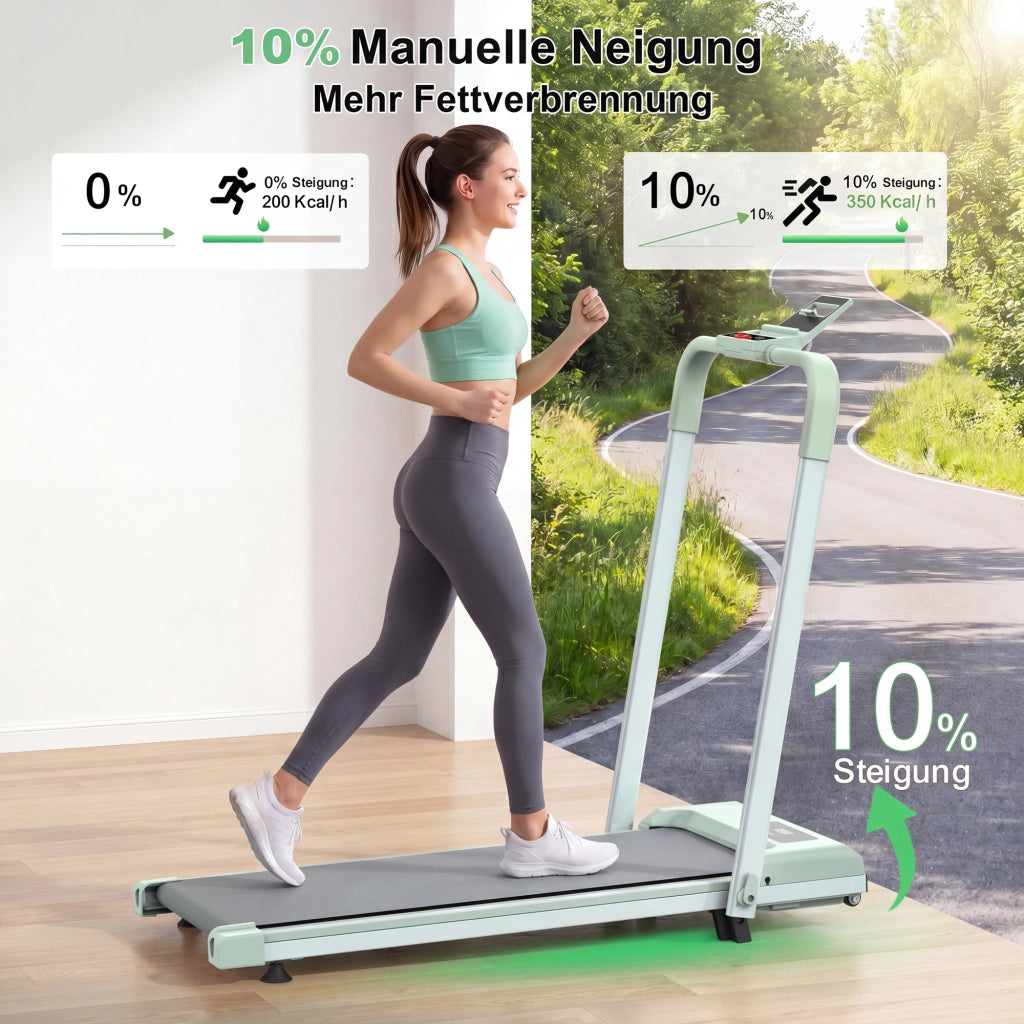 TAPPETO CORSA 3-IN-1 PIEGHEVOLE CON INCLINAZIONE 10% VERDE IN ACCIAIO