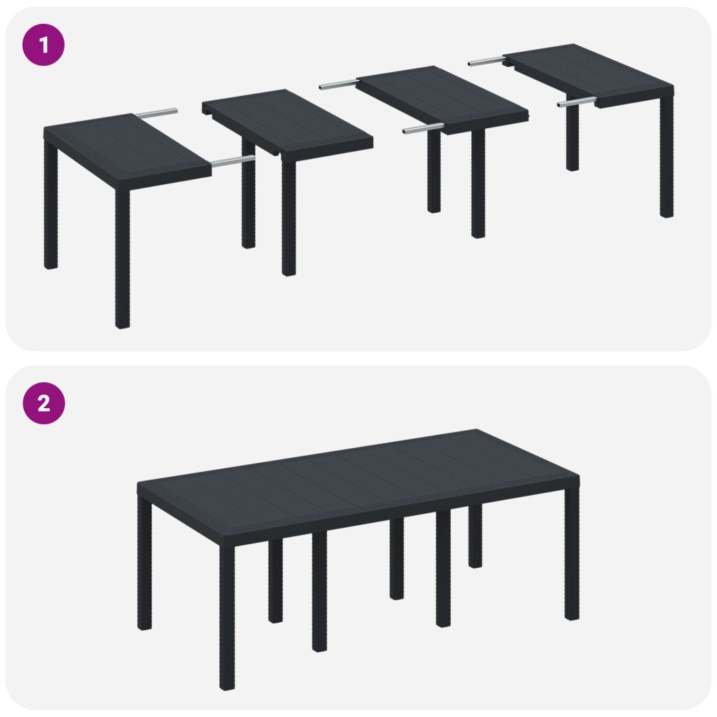 Set da Pranzo da Giardino da 9 Pezzi Antracite Polirattan