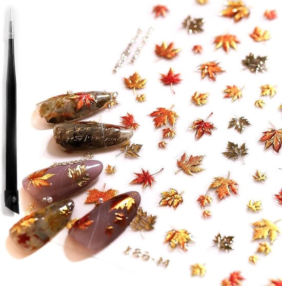 Sticker per unghie artigianali - Sticker per unghie adesivi 5D autoadesivi con strumenti per unghie per manicure DIY, decorazioni con foglie d'oro e disegni creativi per unghie.