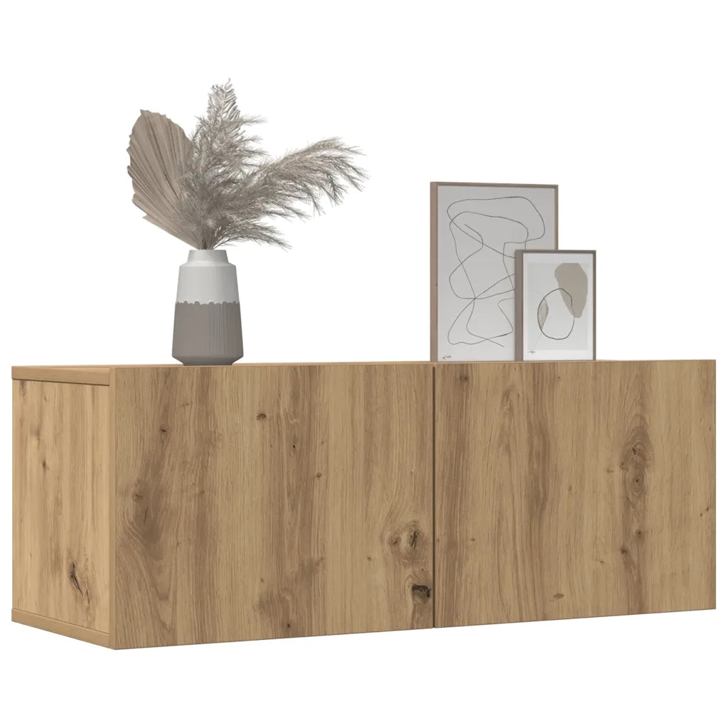 Mobili TV a Parete 2pz Rovere Artigianale 80x30x30 cm