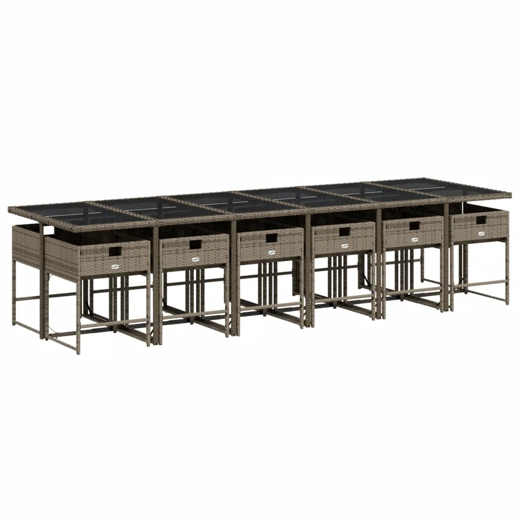 Set da pranzo da giardino da 13 pz con Cuscini in Polyrattan Grigio 3278076