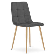 Sedia Kara in velluto grigio scuro con gambe effetto legno