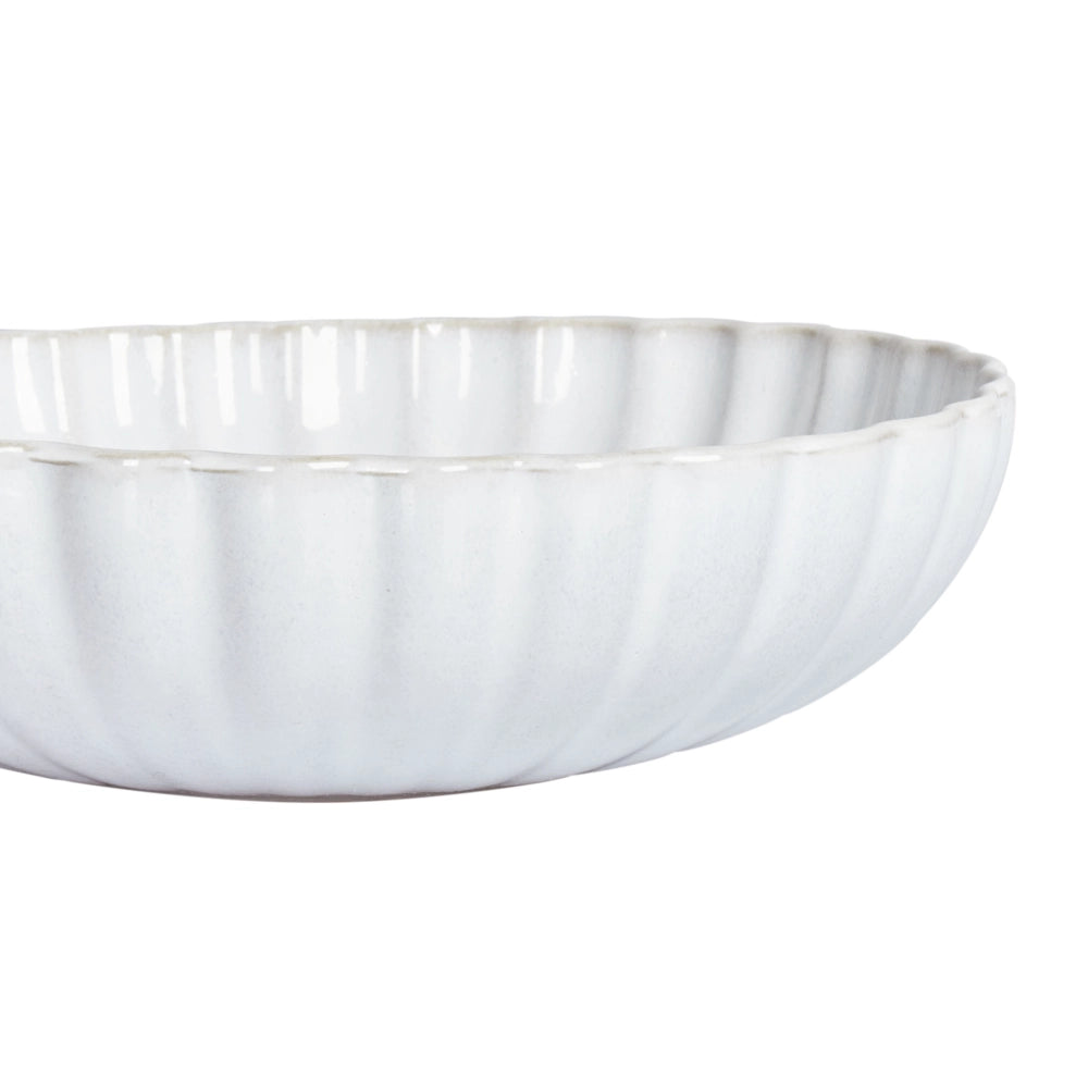 Set di 8 piatti fondi Gres bianco Kaolin fatto a mano finitura smalto reattivo Pasta Cucina Sala da pranzo