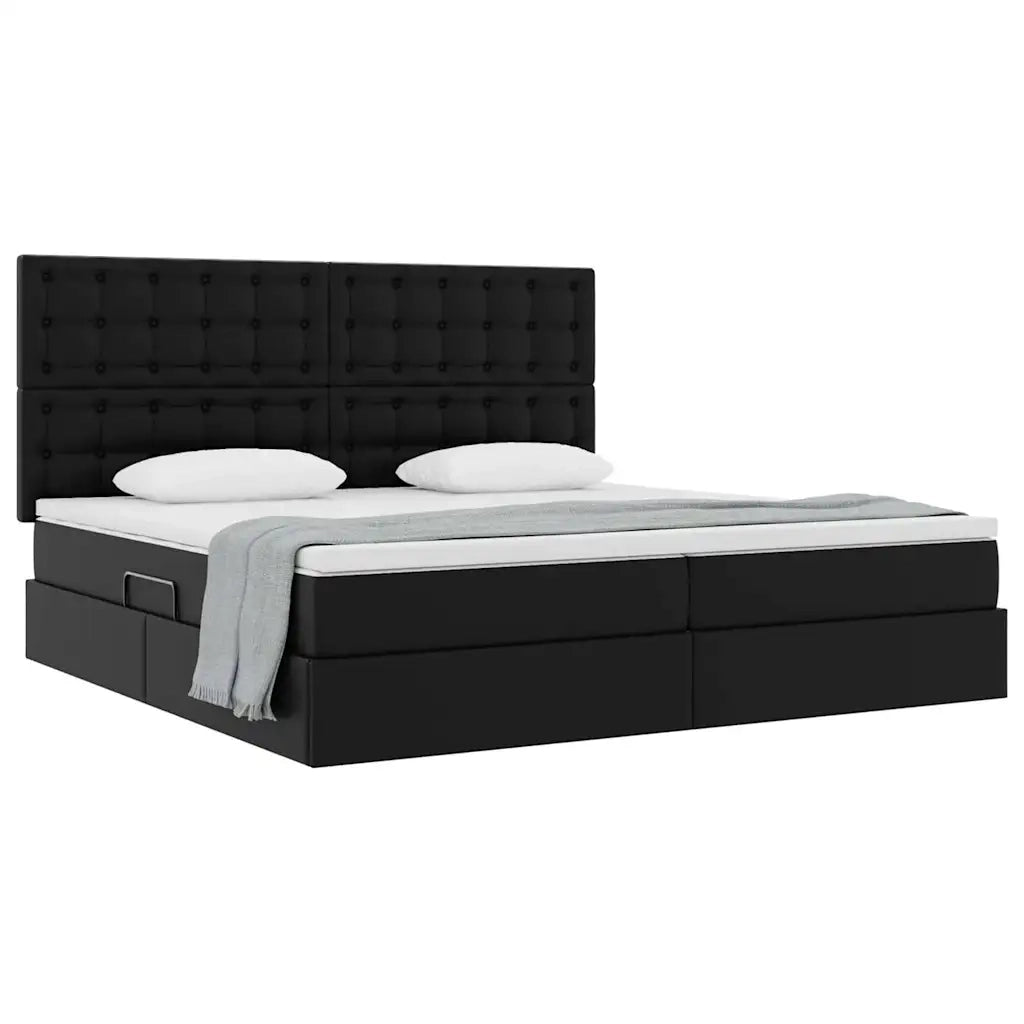 Letto con Contenitore Nero 200 x 200 cm Pelle Sintetica