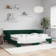 Divano Letto con Letto Estraibile Verde Scuro 90x200cm Velluto 3197773