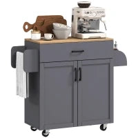 Isola da Cucina con Ruote, Cassetto e Ante 105x36x85 cm, Grigio