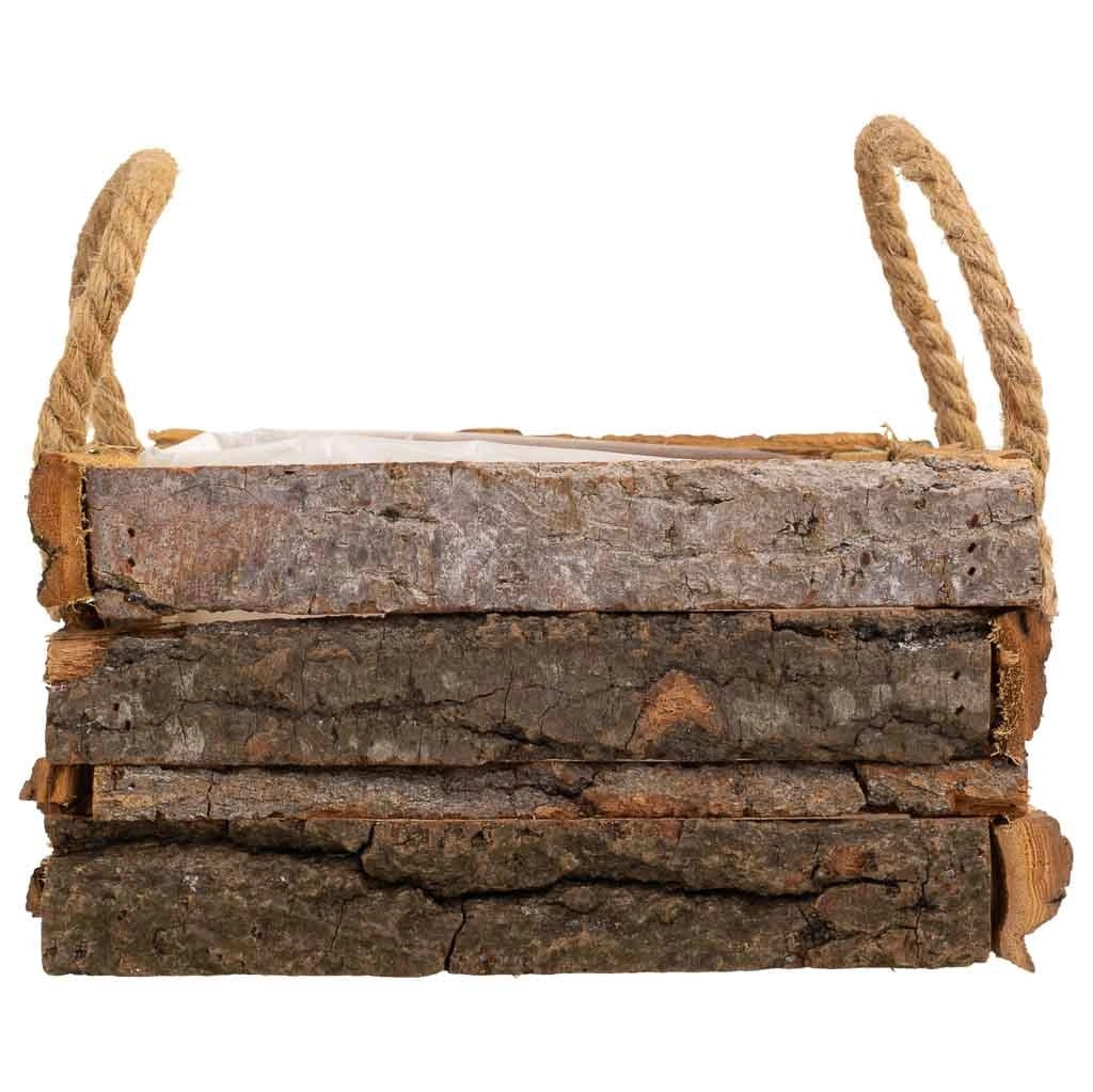 Cesto in legno con manici marroni 20x20x10h