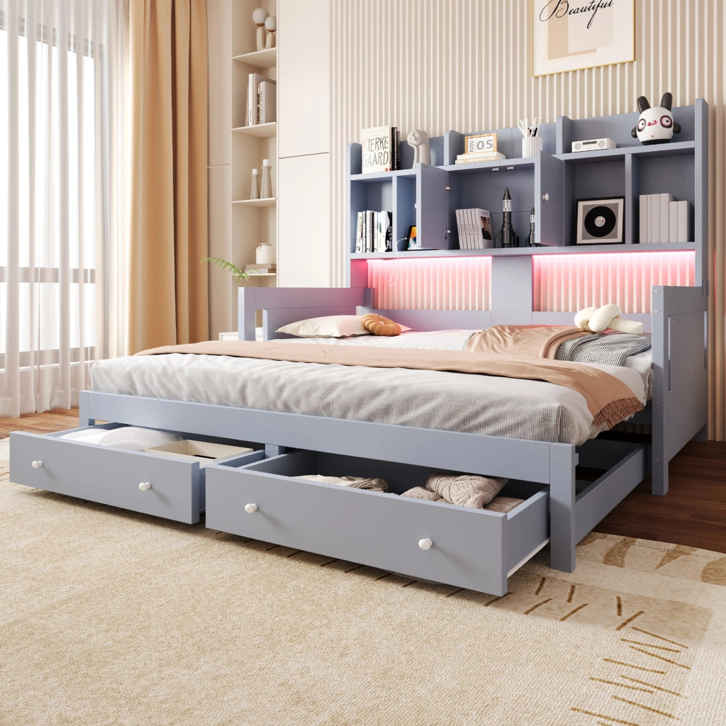 DIVANO LETTO Estraibile 90x190 cm Grigio in Legno
