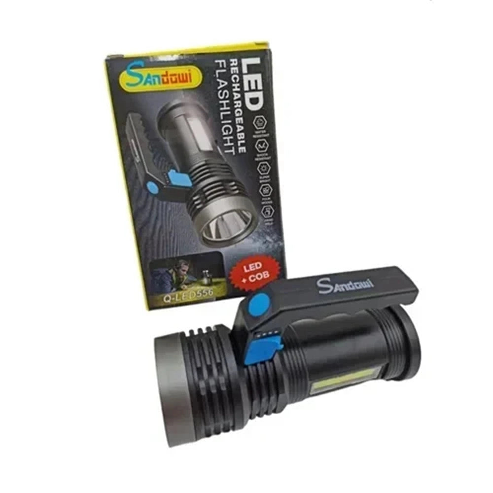 Trade Shop - Torcia Elettrica Portatile Ricaricabile Usb Doppia Funzione Luce Led+cob Emergenza Q-led556 -