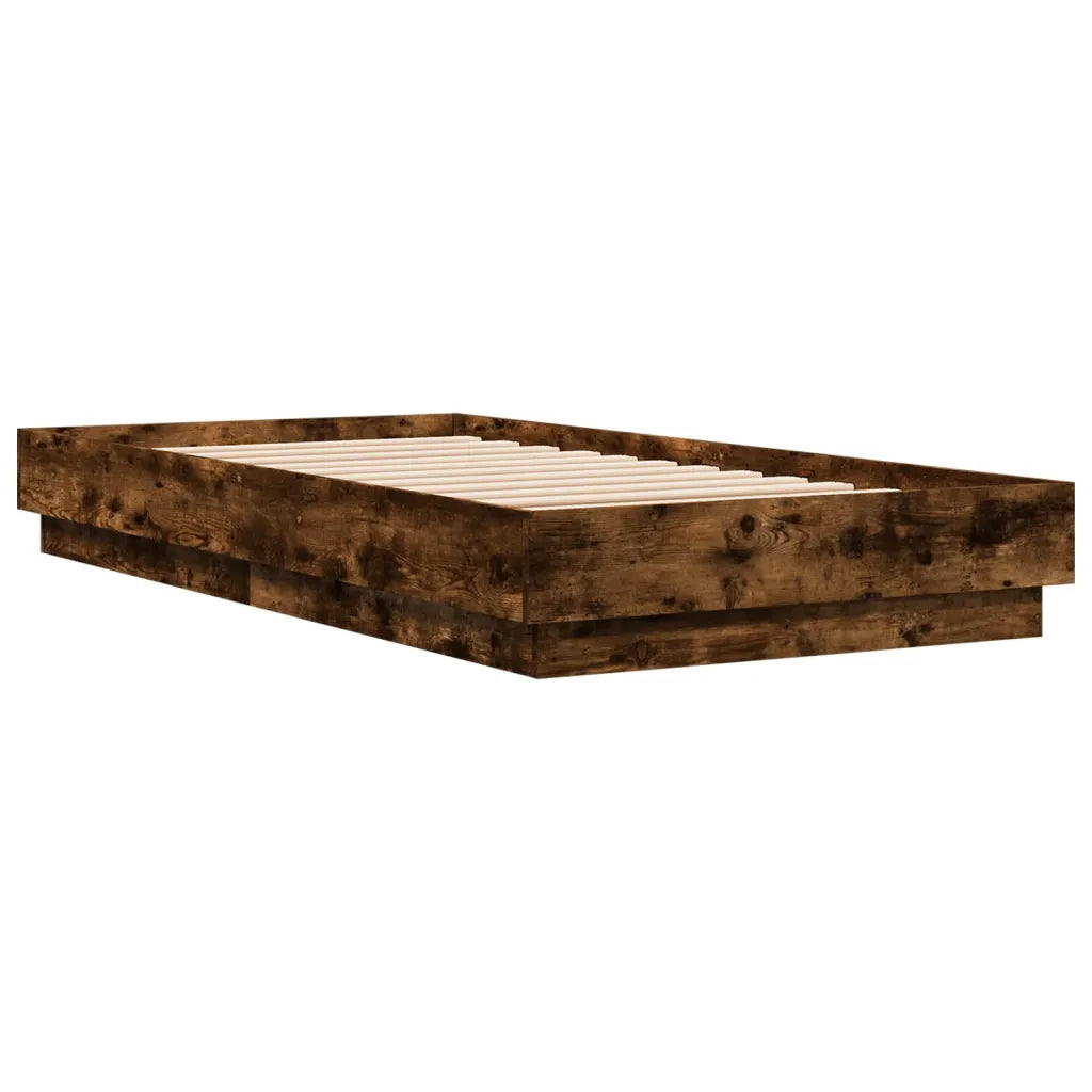Giroletto con LED-Struttura Letto Rovere Fumo 90x190 cm