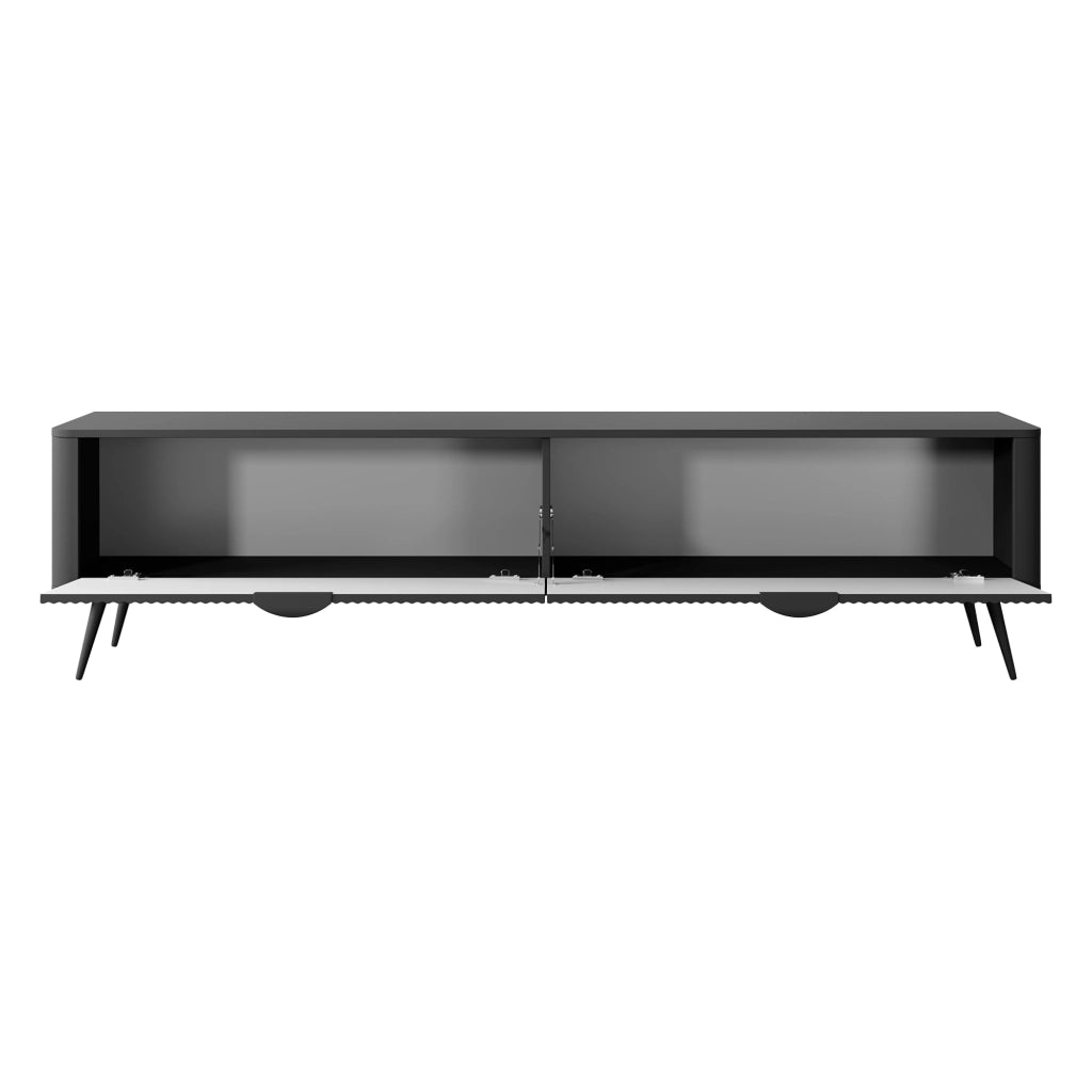 Kala, Mobile Porta tv 2 Ripiani, 200x38x51h cm Nero