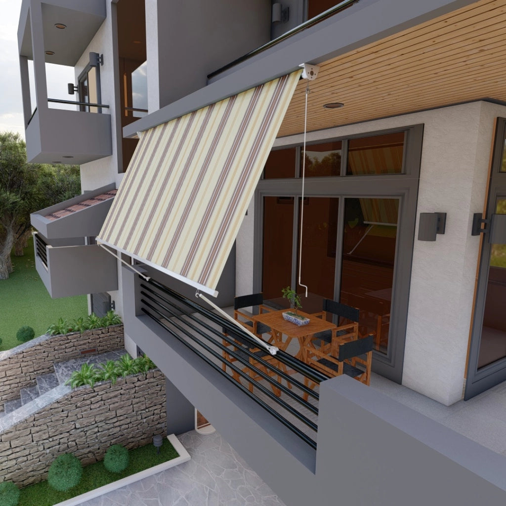 Tenda da sole per balcone con bracci, impermeabile 300cm Beige Marrone Golisa