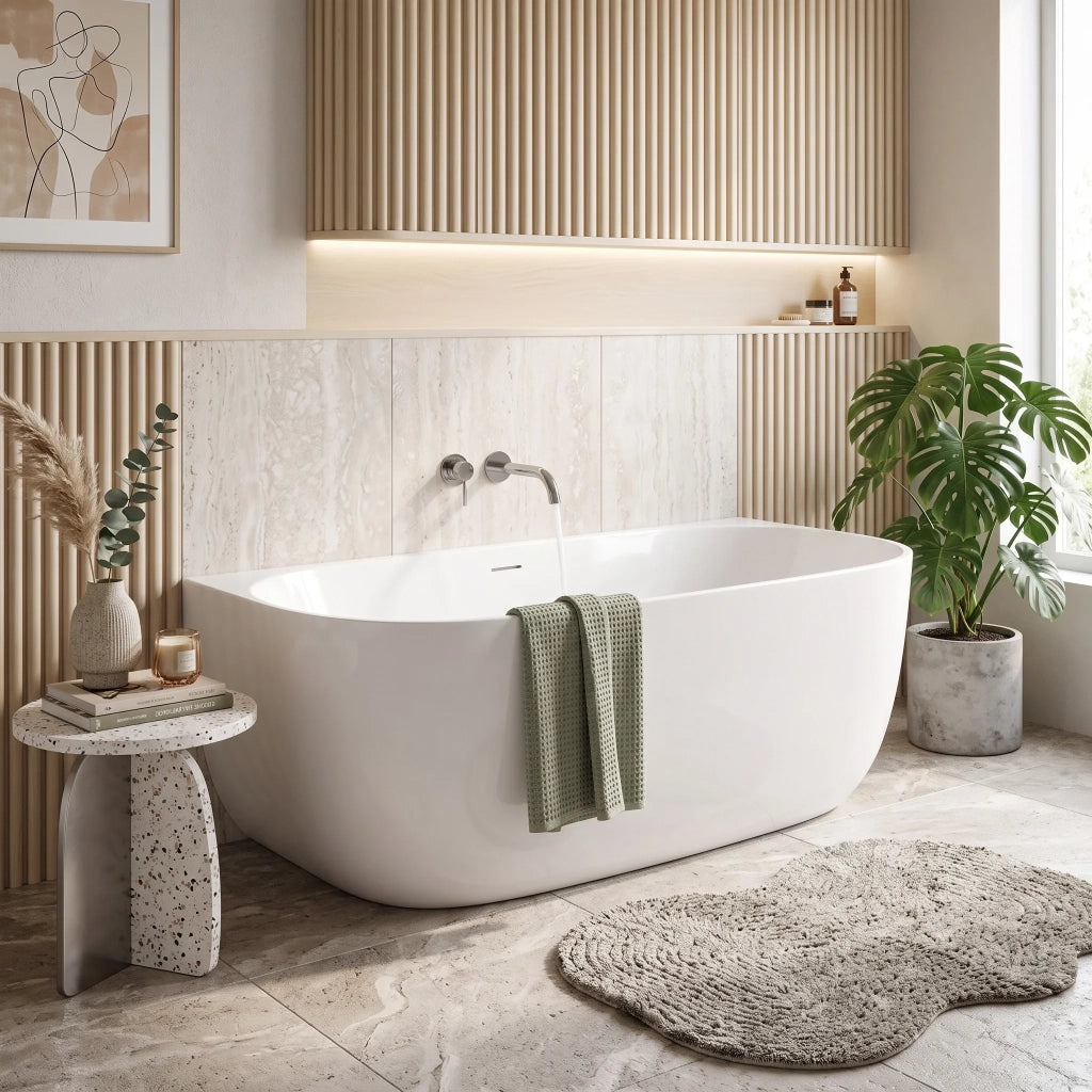 Vasca Bagno A Parete Rea Eris 150cm Copritappo nero