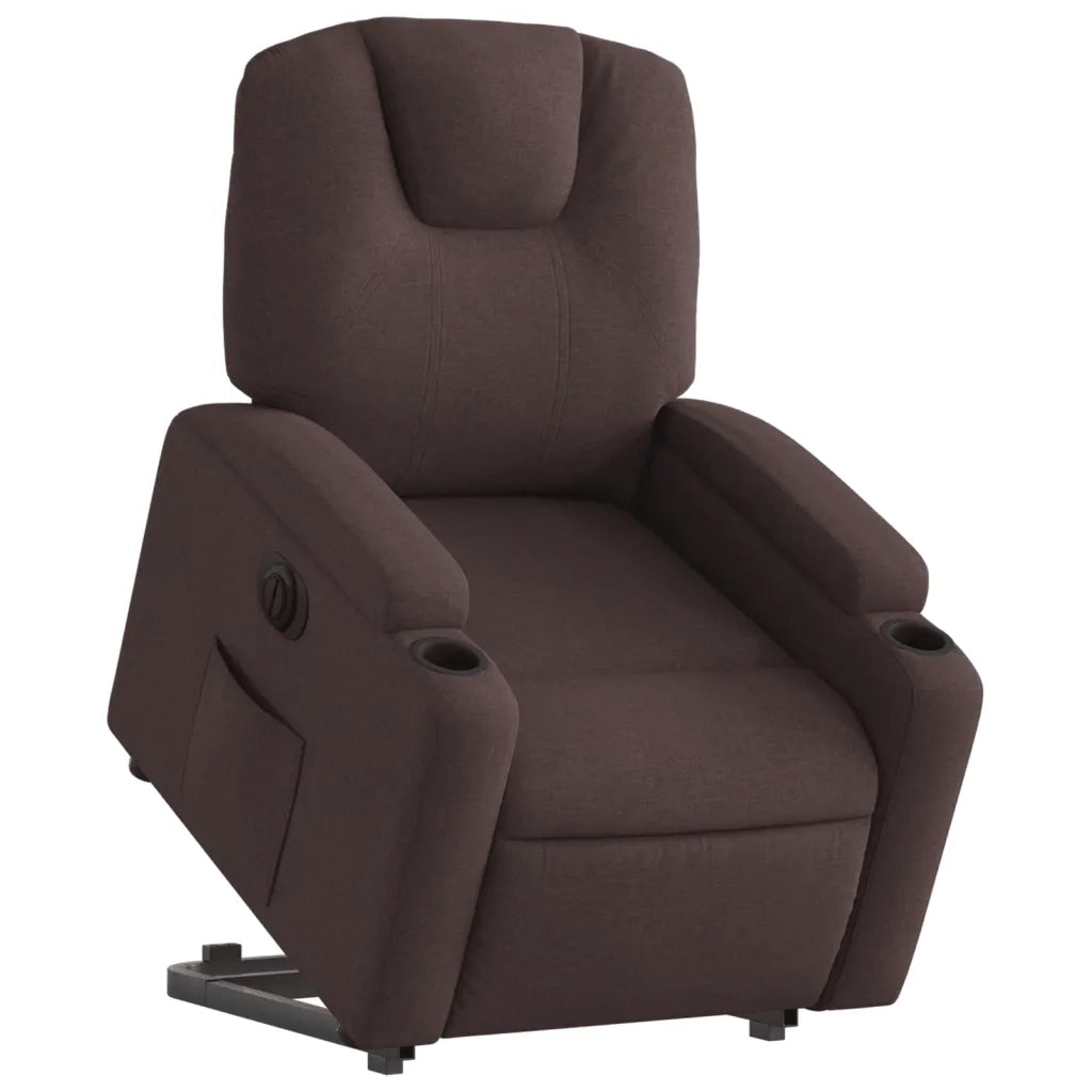 Poltrona Alzapersona Reclinante Elettrica Marrone Scuro Tessuto 3204397