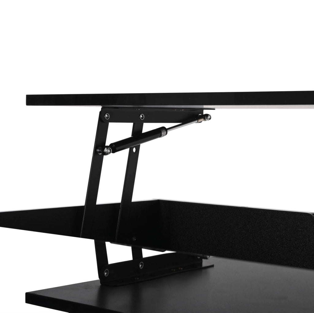 Tavolino da caffè 80x75x40 cm sollevabile con vano portaoggetti e LED in truciolato nero