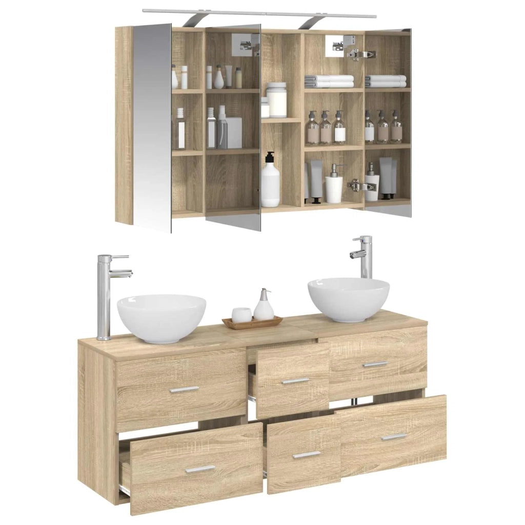 Set di mobili per il bagno 4 pcs Rovere Sonoma 3406697