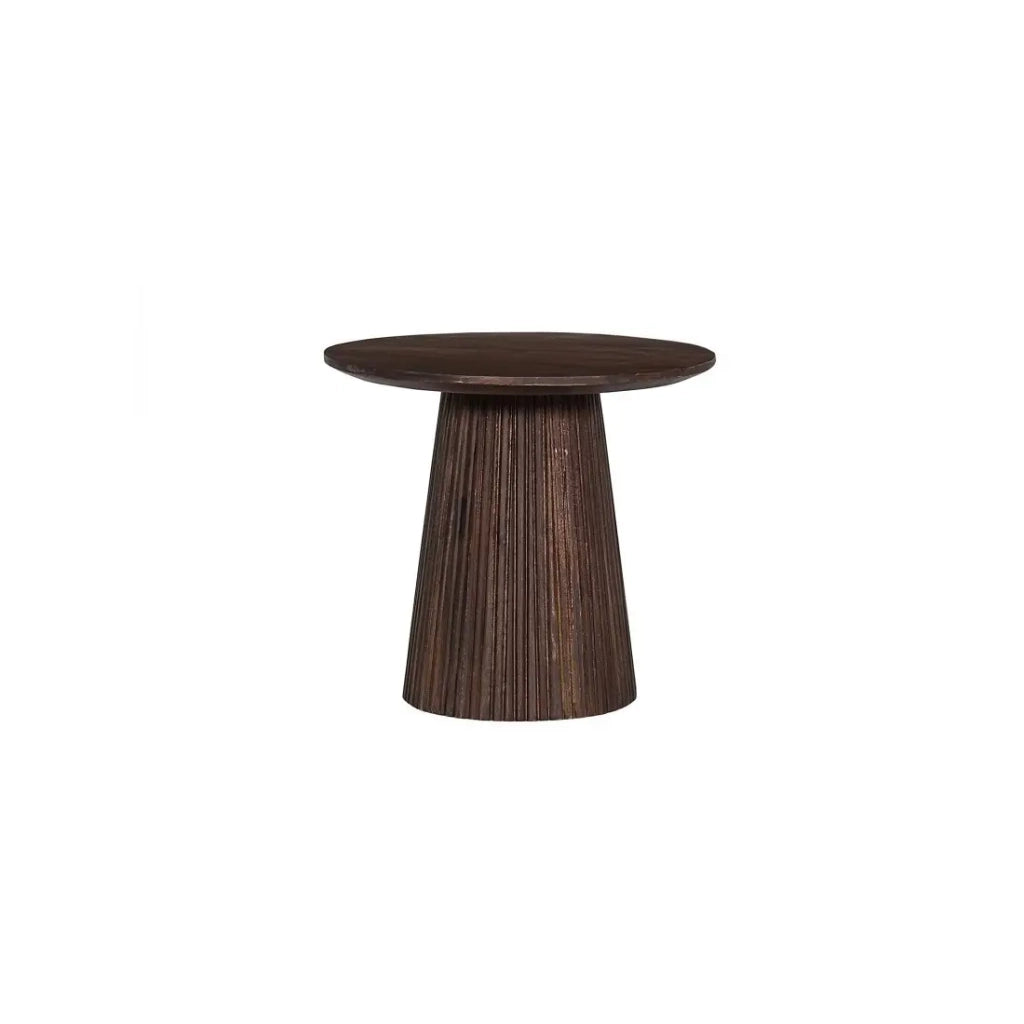 Tavolino basso rotondo MITCHEL – Legno esotico di mango marrone diametro 50 cm