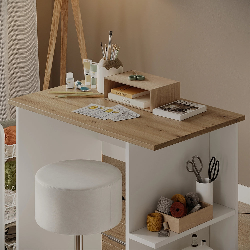 Vicco Scrivania con ripiani Bianco/Artisan 80 x 50 cm