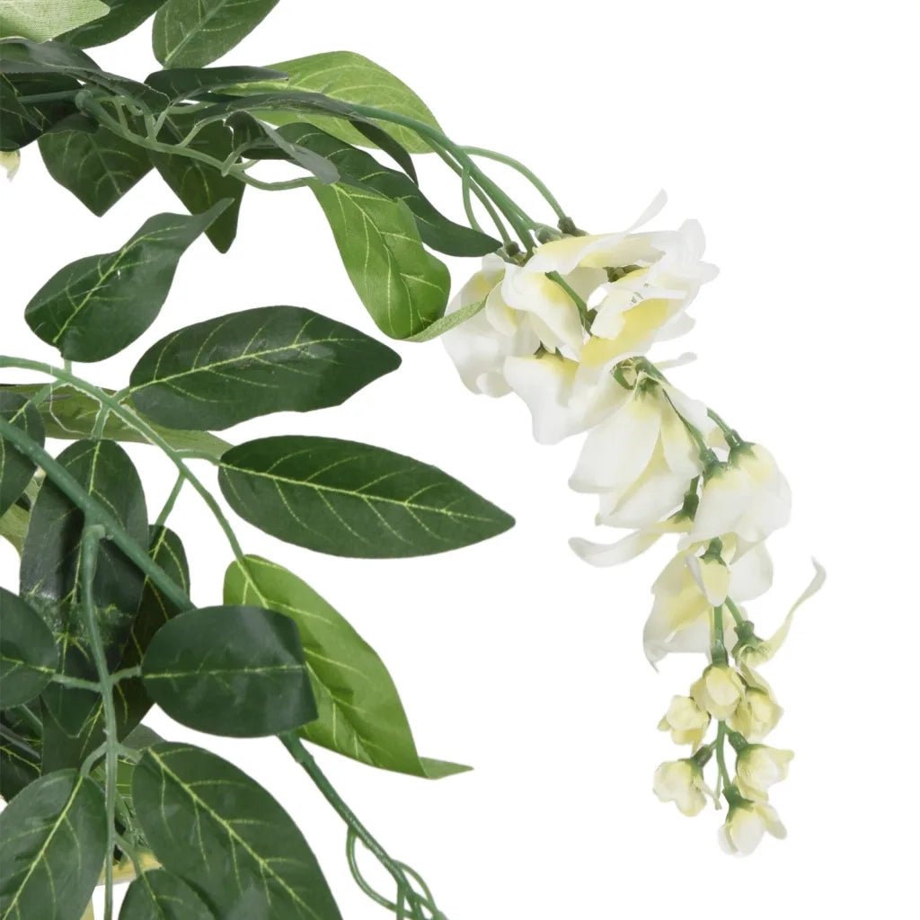 Glicine Artificiale 1470 Foglie 200 cm Verde e Bianco CFW8174908