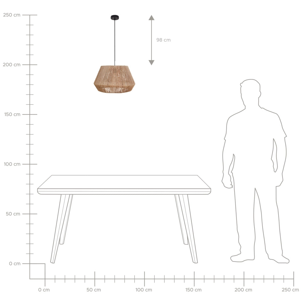 Lampada a sospensione Paralume di iuta naturale Base di ferro nero Lampo boho a sospensione Soggiorno Camera da letto Corridoio