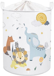 Assecco Detergente Animale - 45L - Elefante Volpe Leone Nuvole - Cassetto Rotondo per Bambini Camera 36×45 cm
