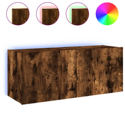 Mobile TV a Parete | Armadietto TV | Mobile Porta TV con Luci LED Rovere Fumo 100x35x41 cm