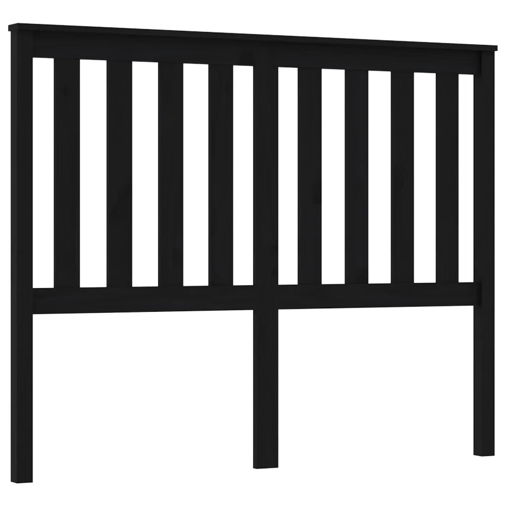 Testiera per Letto-Testata-Testiera Decorativa Nera 146x6x101 cm in Legno Massello di Pino