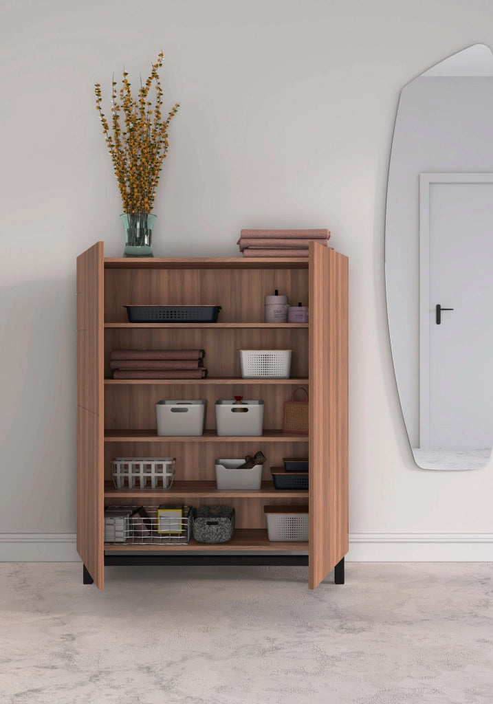 Scarpiera Herdasa effetto noce gambe nere 112x90x27