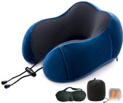 Cuscino di Supporto per Viaggio, Forma di Cuscino per il Comfort, Sostegno per la Testa, Collo e Spalle, Cuscino Zitto per Auto, Treno, Ufficio - Blu