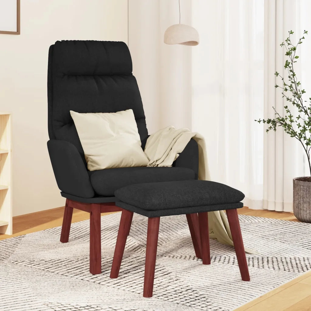 Poltrona Relax con Poggiapiedi Nero in Tessuto cod mxl 32634