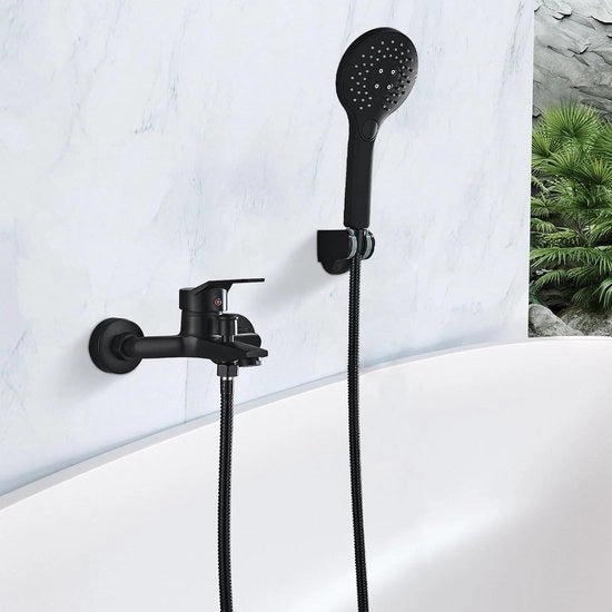 Doccia bagno con rubinetto per doccia, rubinetto per doccia a mano, rubinetto per doccia con maniglione, rubinetto bagno con doccia, miscelatore, rubinetto per doccia a parete, colore nero