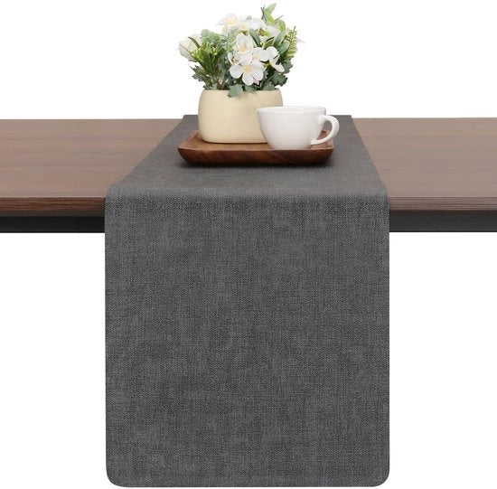 Tavolo da imitazione in plastica, moderno, antiscivolo, resistente al calore, lavabile, per esterni, per matrimoni, compleanni, feste e decorazione di tavola (grigio, 40 x 183 cm)
