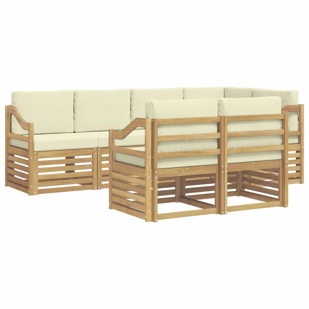 Set divano sezionale con cuscino 7 pcs Bianco e Crema