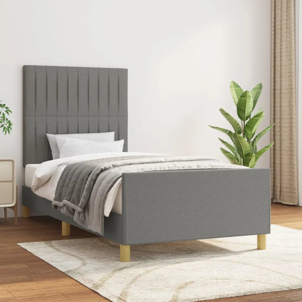 Giroletto senza Materasso-Struttura Letto Grigio Scuro 100x200 cm Tessuto 241894