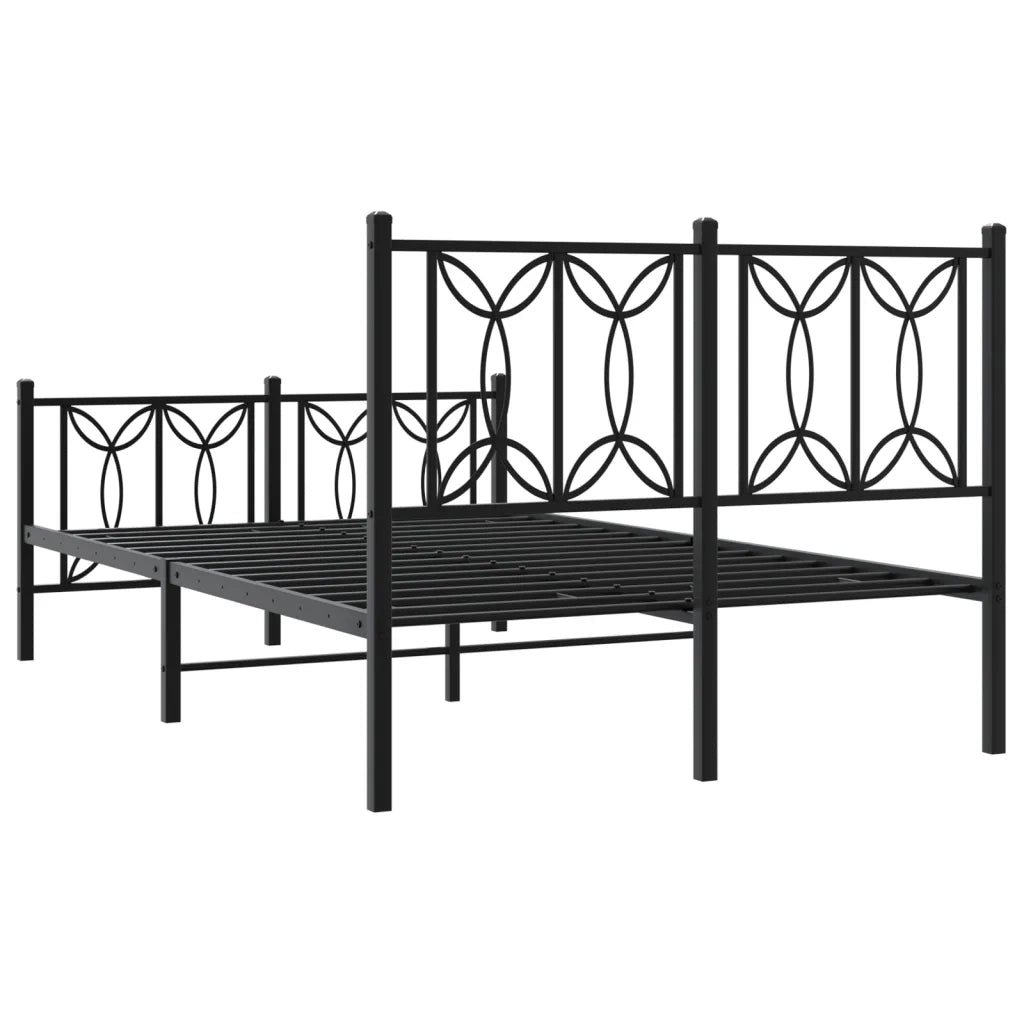 vidaXL Giroletto con Testiera e Pediera Metallo Nero 120x190 cm