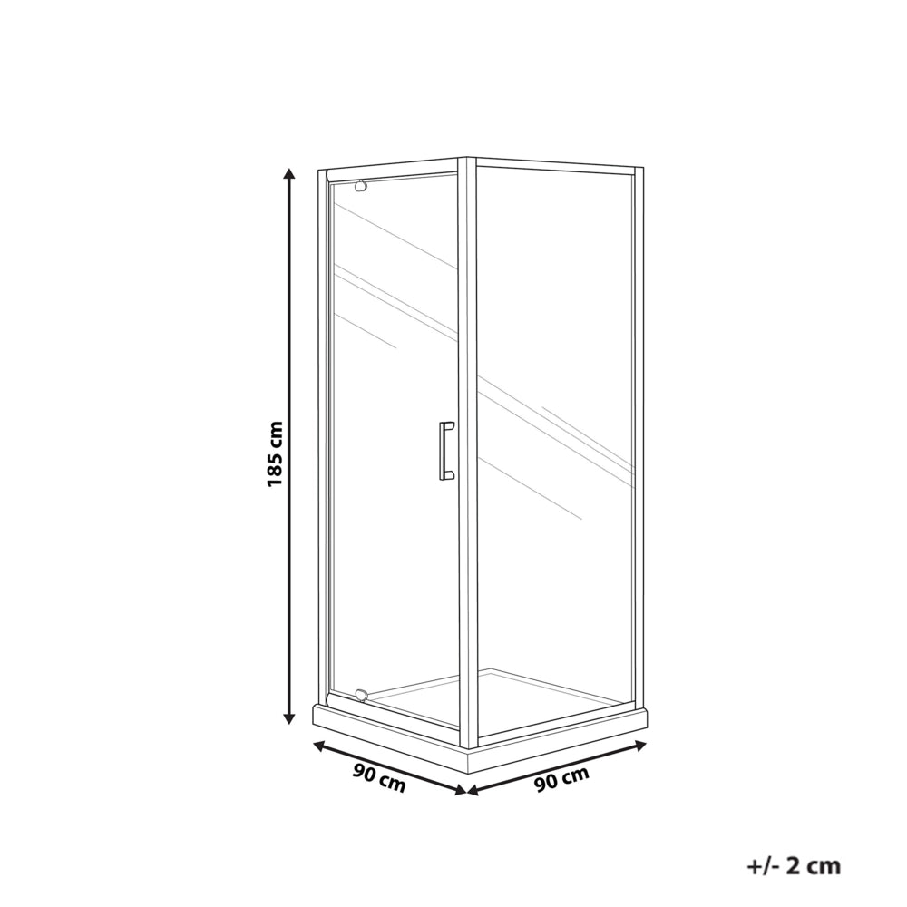 Box Doccia Vetro Temperato Argento Cornice Alluminio Anta Singola Quadrata 90 x 90 x 185 cm