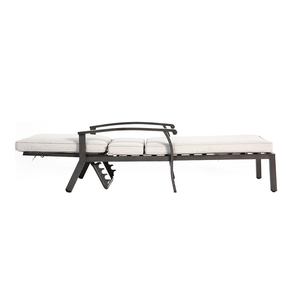 Chaise longue patio inclinabile - Xylo - Cuscino impermeabile beige
