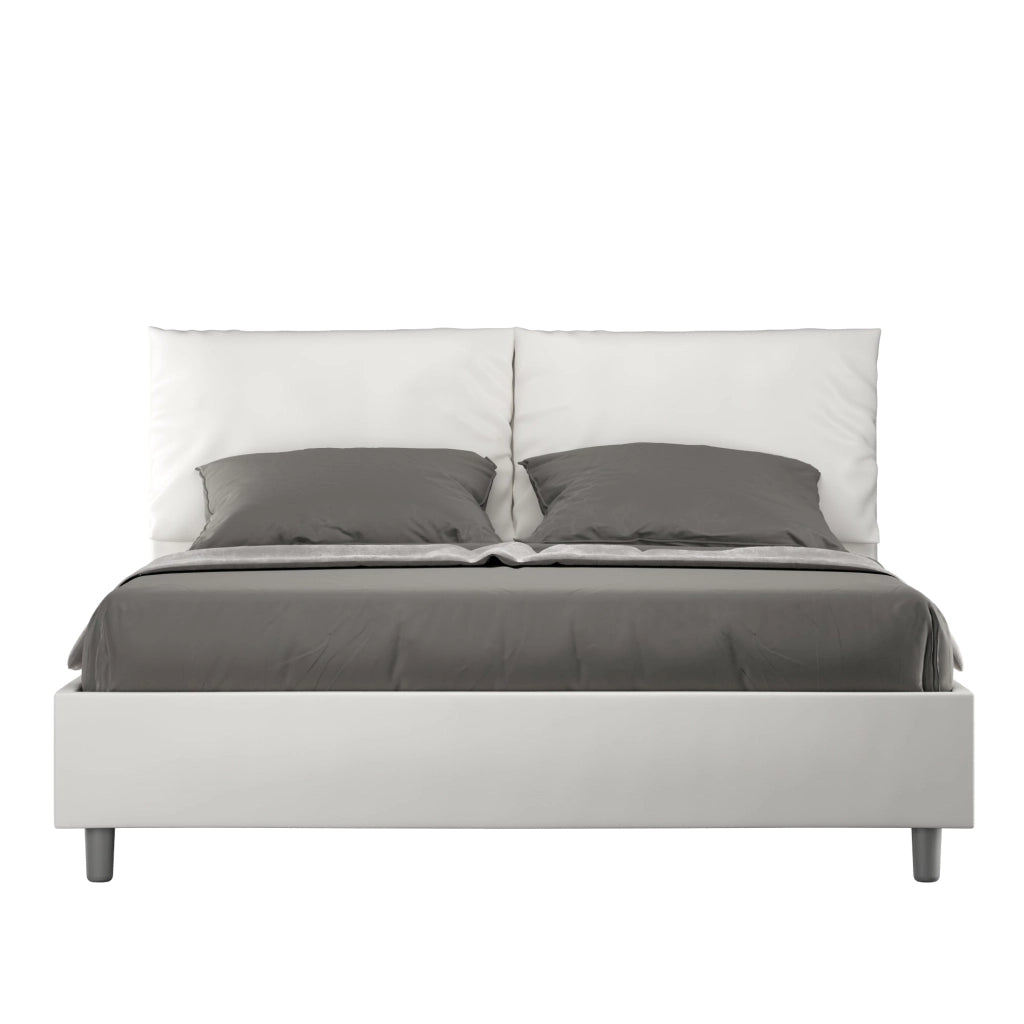 Letto matrimoniale senza rete imbottito 160x200 similpelle tortora Antea