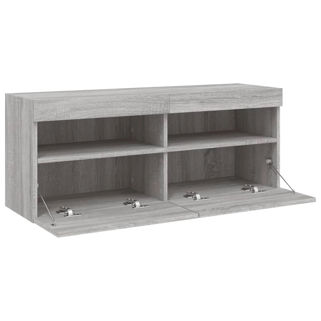 Mobile TV multimediale mensola TV credenza mobile TV sala da pranzo soggiorno camera da letto mobile da parete con luci LED Sonoma 100 x 30 x 40 cm grigio 02_0028032