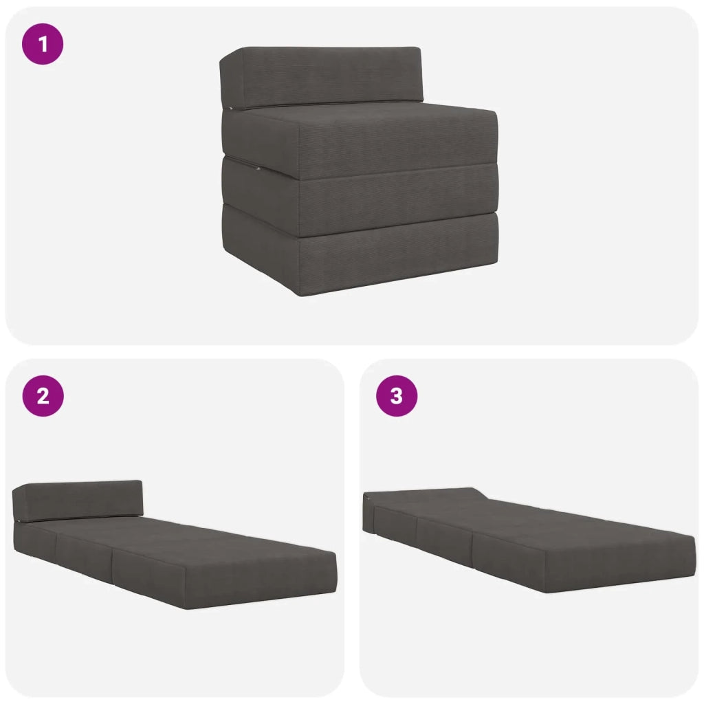 Divano Letto Pieghevole Grigio Scuro 200 x 70 x 15 cm 900013