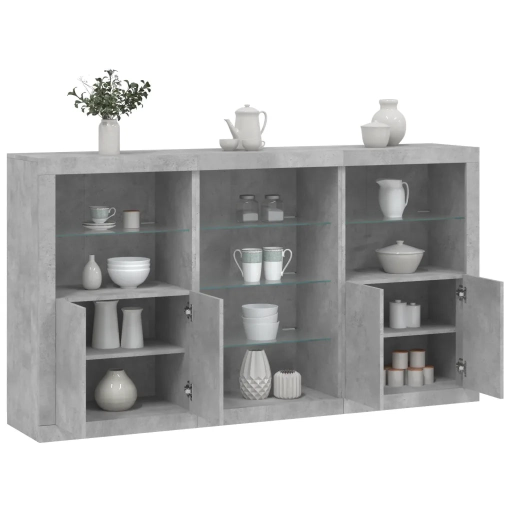 Credenza con Luci LED Grigio Cemento 181,5x37x100 cmcod mxl 109865