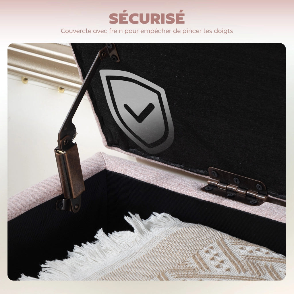 Cassa di stoccaggio in tessuto lino con coperchio rimovibile ¨C zephmum ¨C rosa 110x39x45