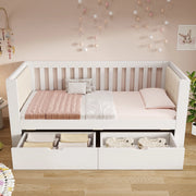 LETTO Letto daybed 90x190 cm in legno bianco con 2 cassetti