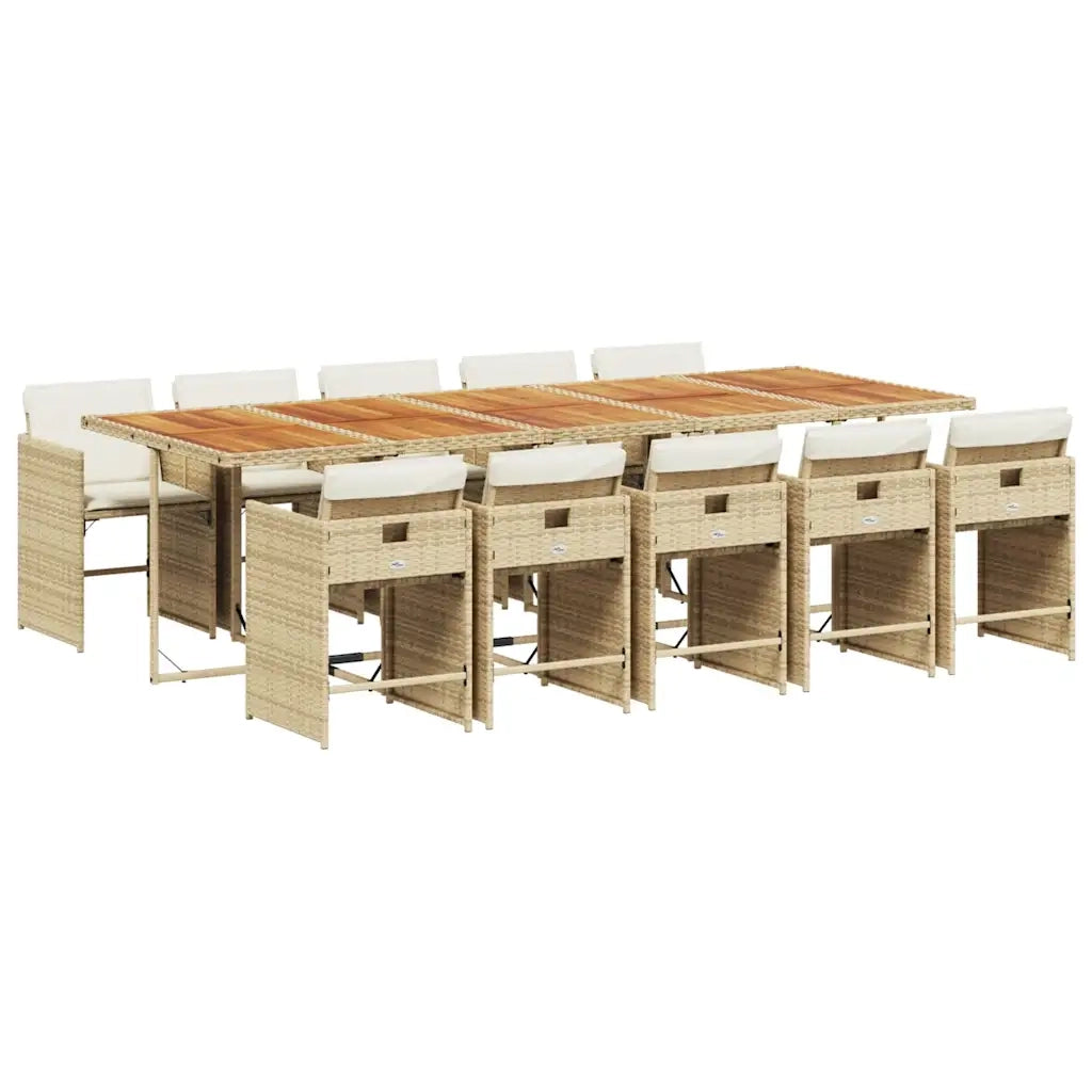 Set da Pranzo da Giardino 11 pz con Cuscini Beige in Polyrattan 3211120