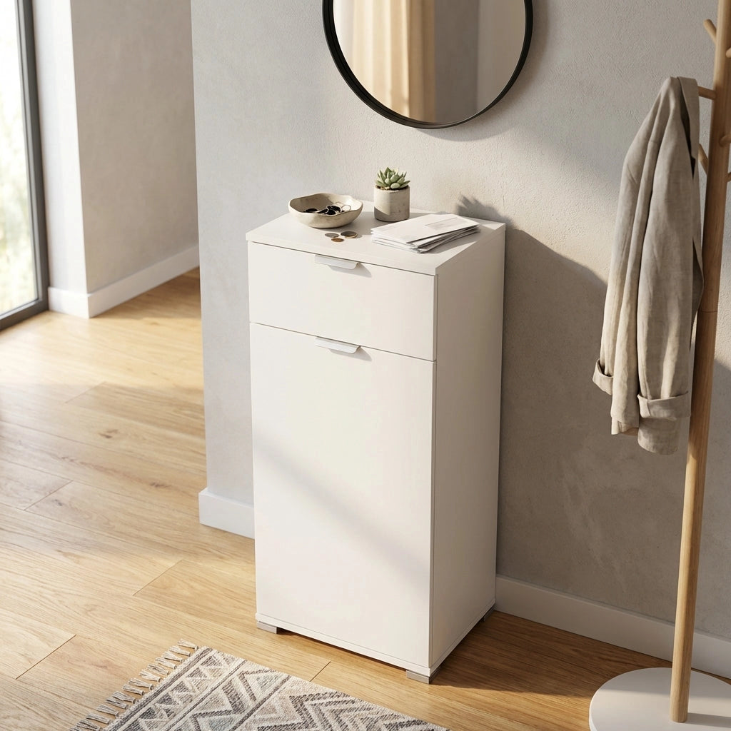 Armadietto da Bagno con cassetto in Legno Composito cm 45x38x103 - CURT