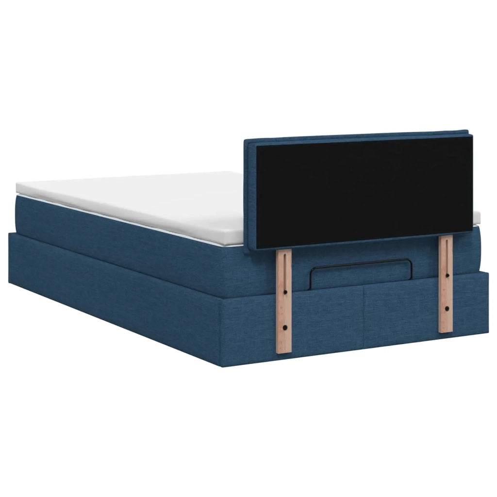 Letto ottomano con materasso Blu 120 x 200 cm Tessuto 3456239